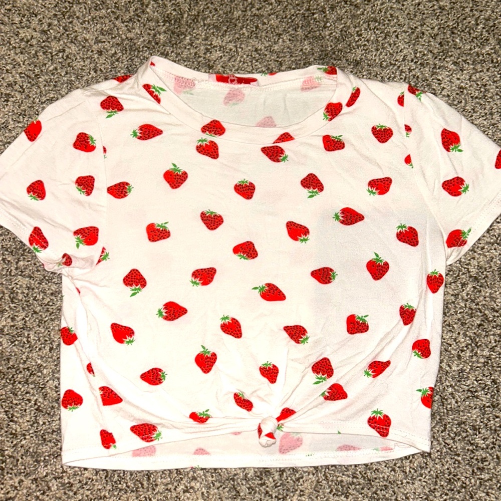 Strawberry crop top.